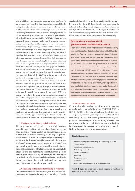 systematische beoordeling van oncologische middelen (maart 2012)