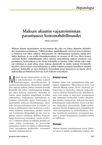 Maksan akuutin vajaatoiminnan parantuneet ... - Duodecim