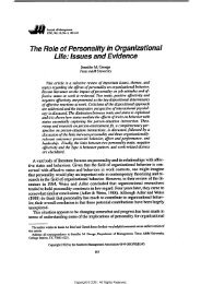 The Role of Personality in Organizational Life: Issues and Evidence.