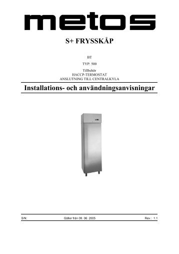 S+ FRYSSKÅP Installations- och ... - Polaris S.p.A.