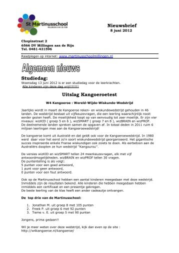 Nieuwsbrief 8 juni 2012 - St. Martinusschool Millingen