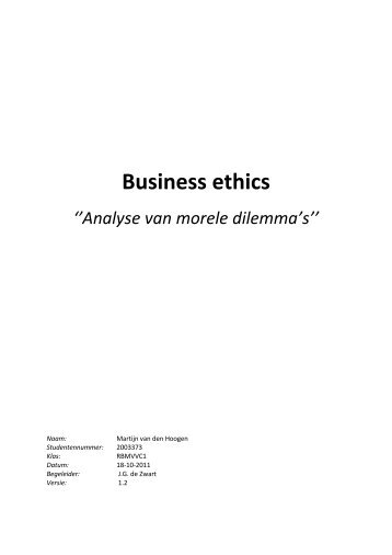 Verslag Ethiek B5 - vdhoogen.com