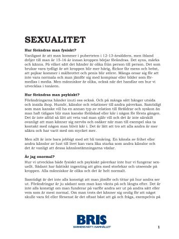 Ladda ner Faktablad om sexualitet som pdf - Bris