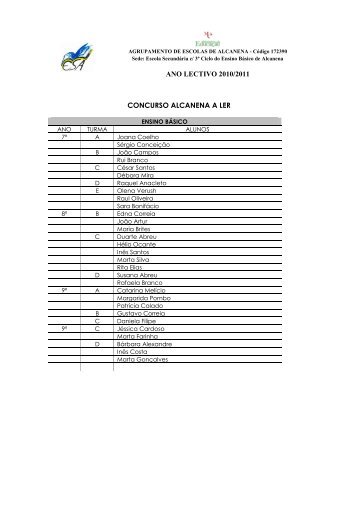 Alunos apurados na 1ªeliminatória