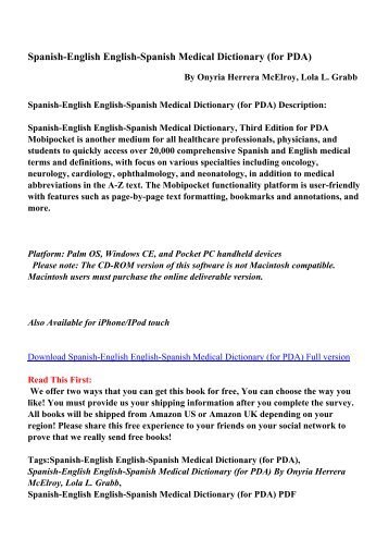 Spanish-English English-Spanish Medical Dictionary (for PDA)