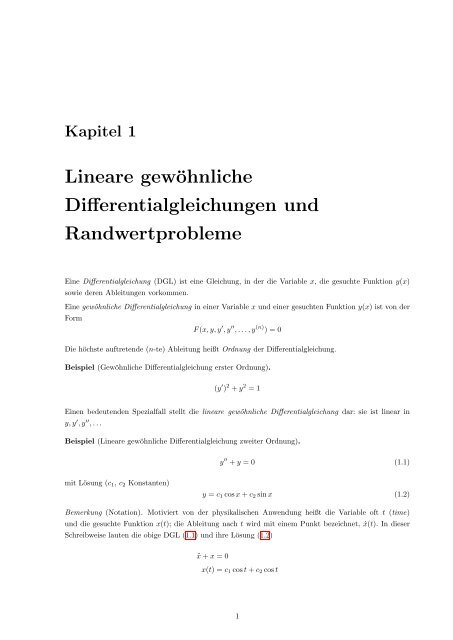 Lineare gewöhnliche Differentialgleichungen und Randwertprobleme