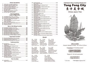 Afhaal prijslijst - Tong Fong City