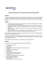 Verksamhetsberättelse för Transparency International Sverige 2009