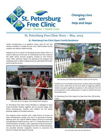 the May 2013 Newsletter - St. Petersburg Free Clinic