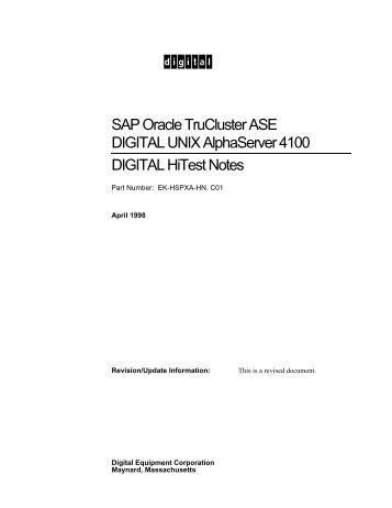 SAP Oracle TruCluster ASE DIGITAL UNIX AlphaServer ... - Manx