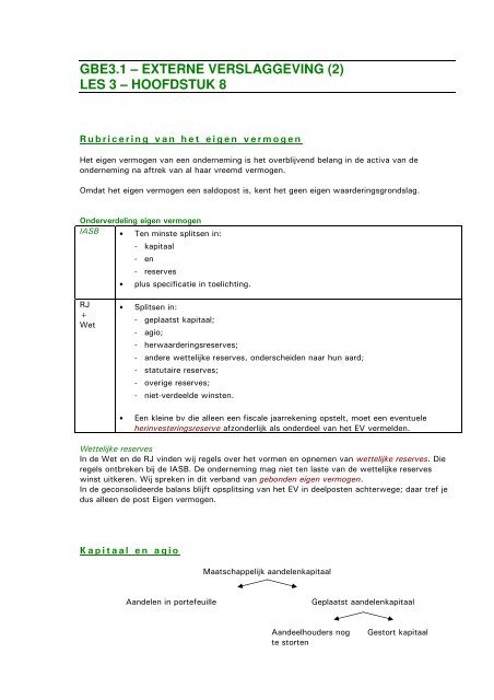 GBE3.1 – EXTERNE VERSLAGGEVING (2) LES 3 – HOOFDSTUK 8