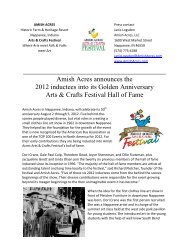 Amish Acres announces the 2012 inductees into its Golden