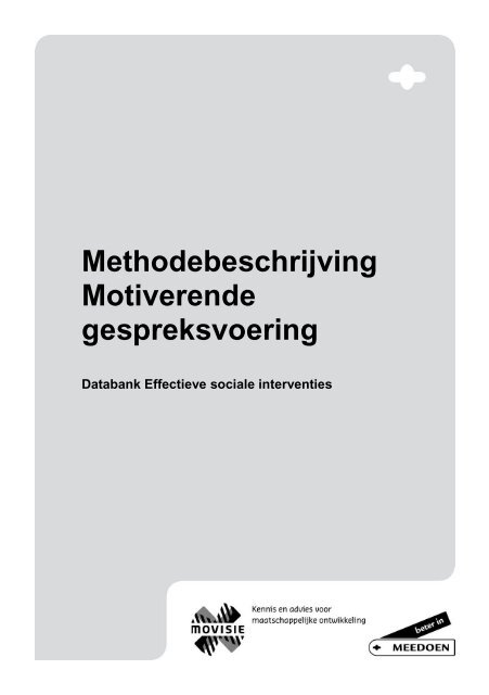 Methodebeschrijving Motiverende gespreksvoering - Movisie