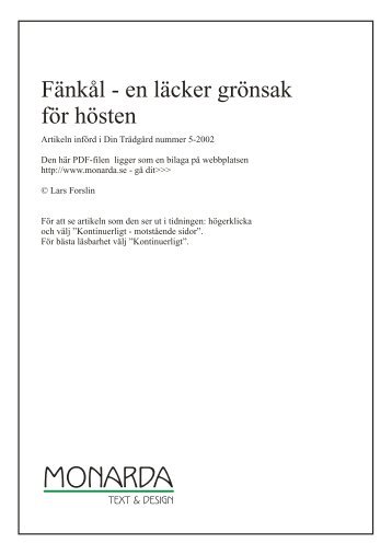 Fänkål - en läcker grönsak för hösten - Monarda