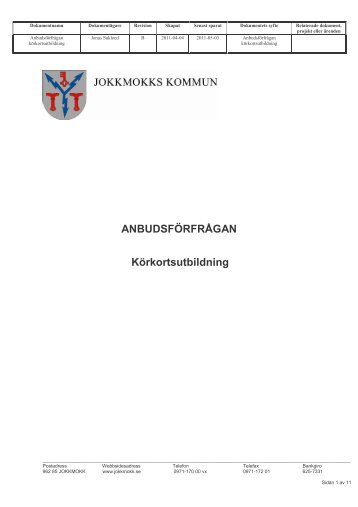 ANBUDSFÖRFRÅGAN Körkortsutbildning - Jokkmokks kommun