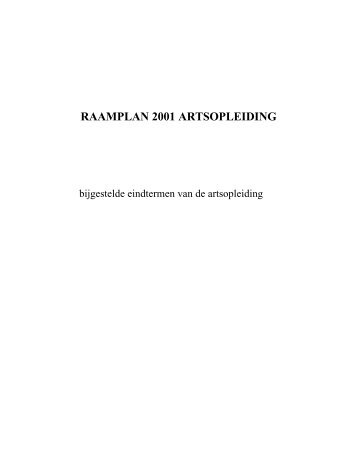 RAAMPLAN 2001 ARTSOPLEIDING - BIG-register