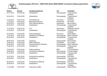 Dienstplan 2010v03 - Bezirk Main-Kinzig eV - DLRG