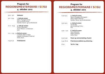 Program for regionsmesterskab isosU 4. oktober 2012 - SOSU Nord