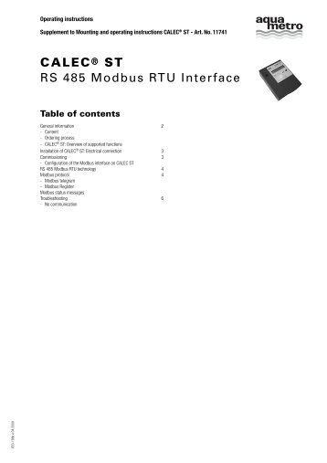 CALEC® ST RS 485 Modbus RTU Interface - Sauter Automation AB