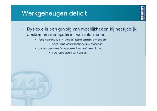 Actuele cognitieve theorieën over dyslexie - Ned.Ver.Audiologie