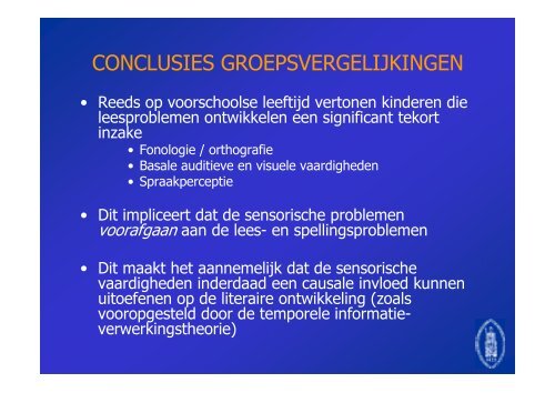 Actuele cognitieve theorieën over dyslexie - Ned.Ver.Audiologie