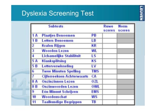 Actuele cognitieve theorieën over dyslexie - Ned.Ver.Audiologie