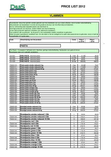 PRICE LIST 2012 - Dees-Special effects