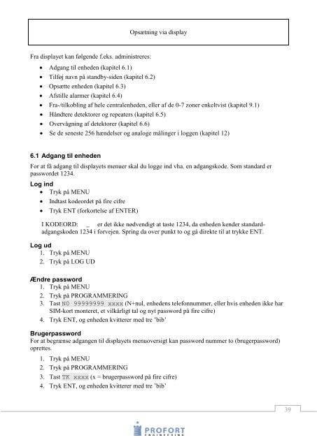 Manual, Generel for alle GSM enheder - Om Profort