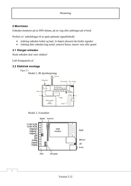 Manual, Generel for alle GSM enheder - Om Profort