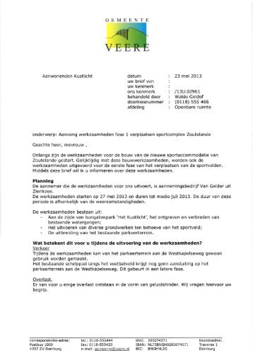 Aanwonenden Kustlicht datum uw brief van uw kenmerk ons ...