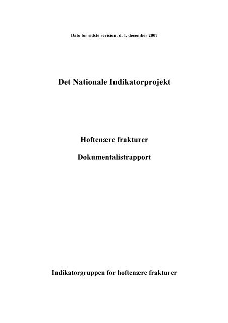 Indikatorgruppen for hoftenære frakturer - Det Nationale ...