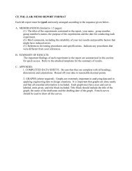CE 354L (LAB) MEMO REPORT FORMAT Each lab report must be ...
