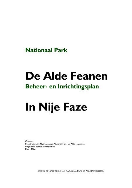 Beheer- en Inrichtingsplan - De Alde Feanen