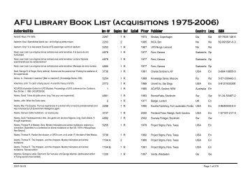 AFU Library Book List (acquisitions 1975-2006)