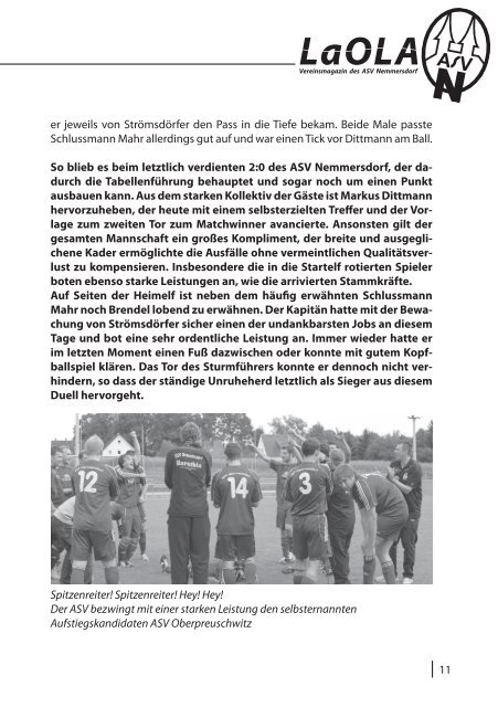 LAOLA - Vereinsmagazin des ASV Nemmersdorf - 8.9.2013