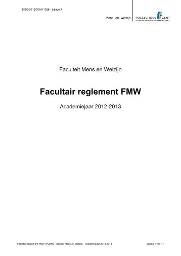 Faculteit Mens en Welzijn 2012-2013(pdf) - Hogeschool Gent
