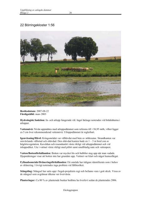 Uppföljning av anlagda dammar och våtmarker - Segeåns ...