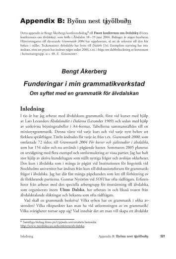 Funderingar i min grammatikverkstad. Om syftet med en grammatik ...