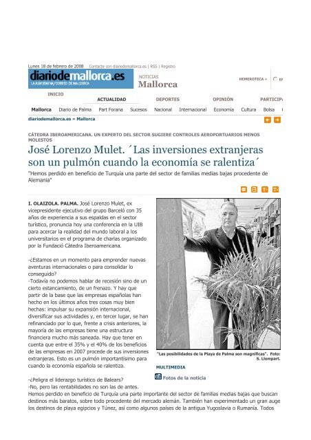 José Lorenzo Mulet. ´Las inversiones extranjeras son un ... - La UIB
