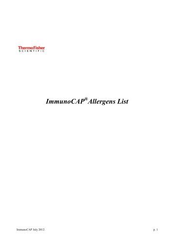 ImmunoCAP Allergens List - wkbwv