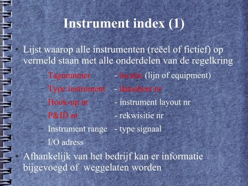 Documenten in de Instrumentatie