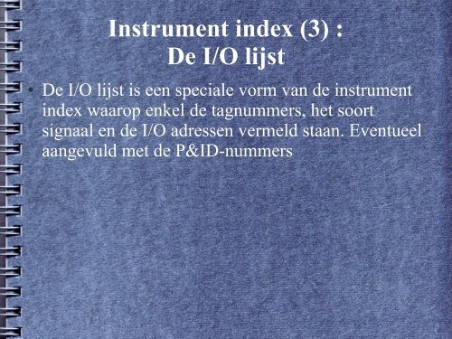 Documenten in de Instrumentatie