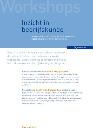 Bekijk hier de pdf over Inzicht in Bedrijfskunde. - Sioo