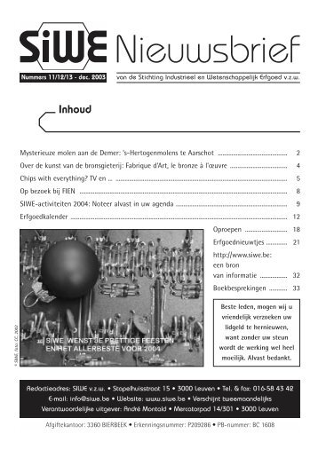 Nieuwsbrief nr: 11 - 12 - 13 december 2003 - Siwe