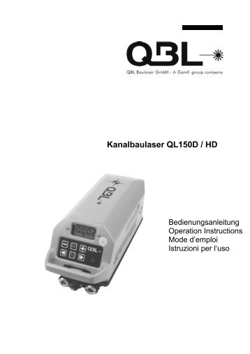 Kanalbaulaser QL150D / HD - QBL Baulaser GmbH