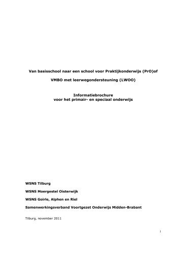 Brochure: Van basisschool naar Praktijkonderwijs of VMBO met lwoo