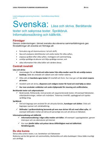 Svenska: Läsa och skriva. Berättande texter och ... - läslust.se