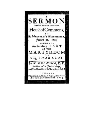 SERMON Preached Before the Honourable House of Commons, AT ...