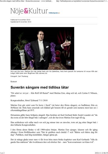 Hallandsposten, 8:e november 2010 - Mattias Enn