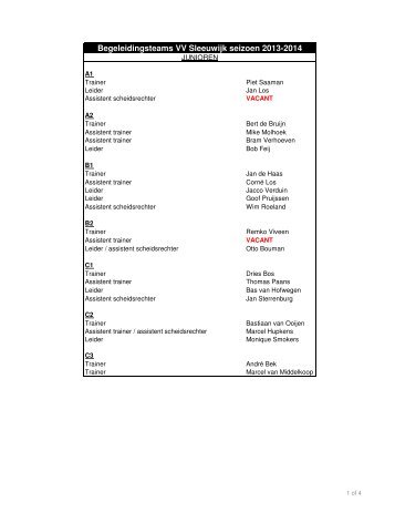 Overzicht begeleidingsteams seizoen 2013-2014.xlsx - vvSleeuwijk.nl